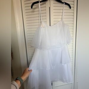 Abercrombie & Fitch Organza Tiered Strapless Mini Dress